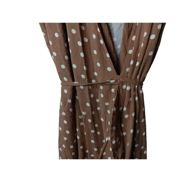L*Space Brown White Polka Dot Maxi Dress L Large Spaghetti Strap Wrap - Picture 5 of 16